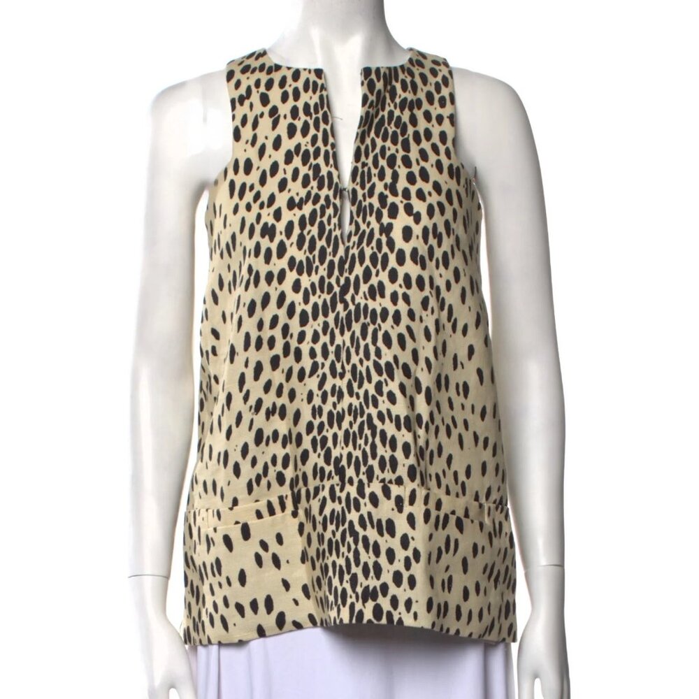 Emerson Fry Linen Animal Print A-line Sleeveless Blouse